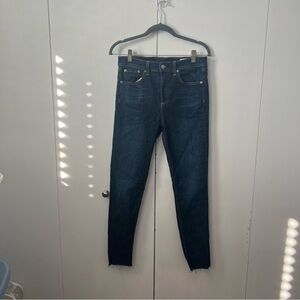 rag & bone 10 Inch Ankle Skinny High Rise Jeans in Mad River Blue Womens Size 28